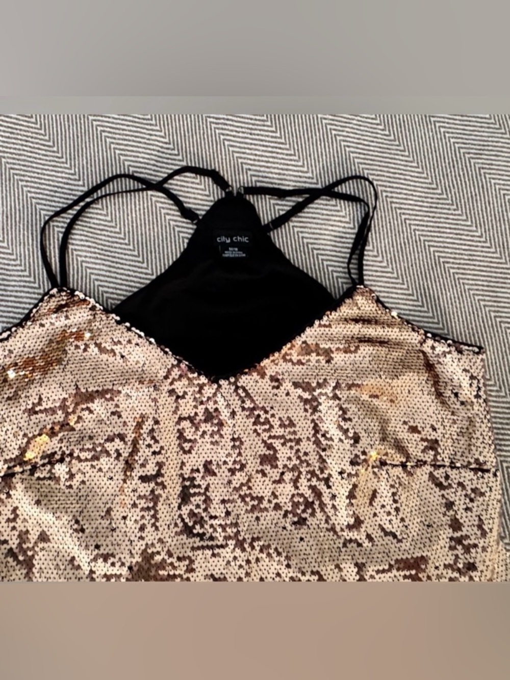 CITY CHIC Rose Gold Sequin Fancy Cami -Plus Size 18 - Picture 2 of 6